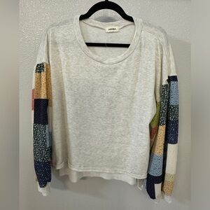 Patchwork Balloon Long Sleeve Shirt - Size M